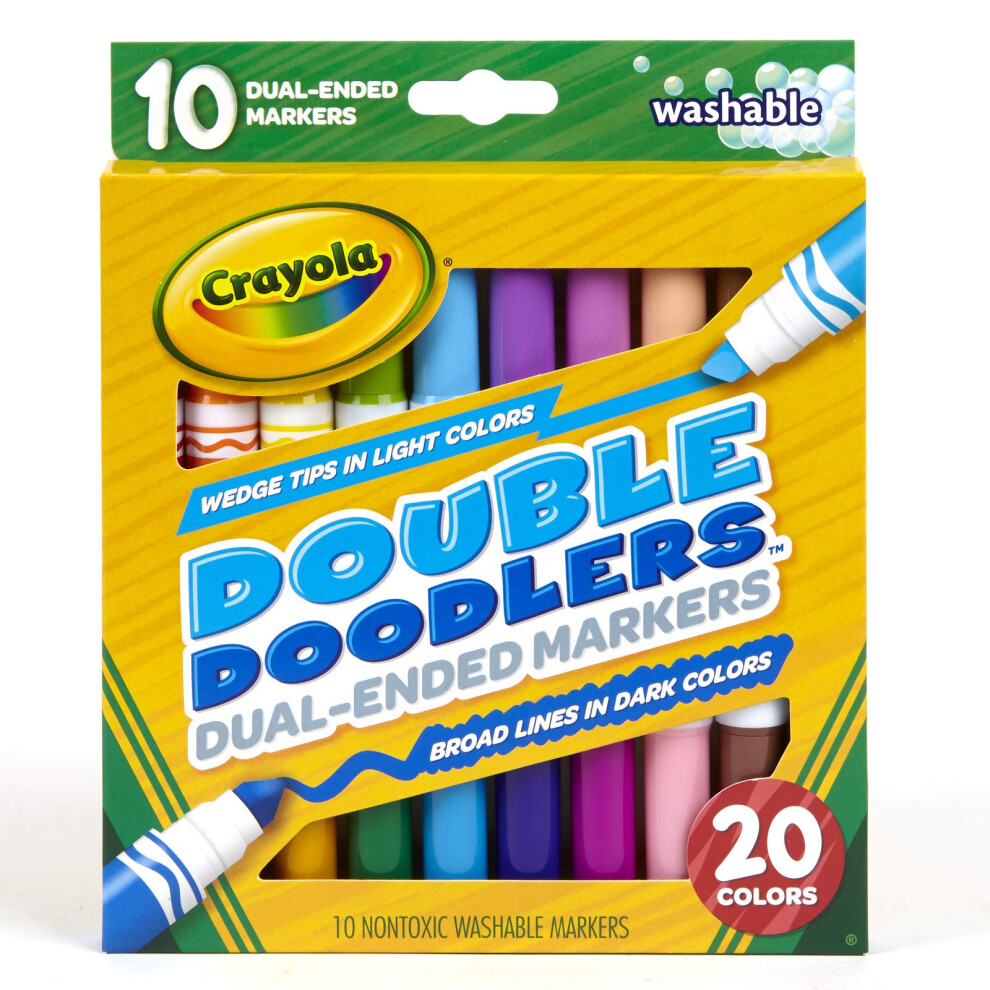 Crayola Dual-Tip Washable Markers  Broad Line & Chisel Tip  10 Count