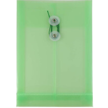 Envelopes de plstico JAM PAPER com boto e fecho de cordo - 6 1/4 x 9 1/4 - Verde - 3/pacote