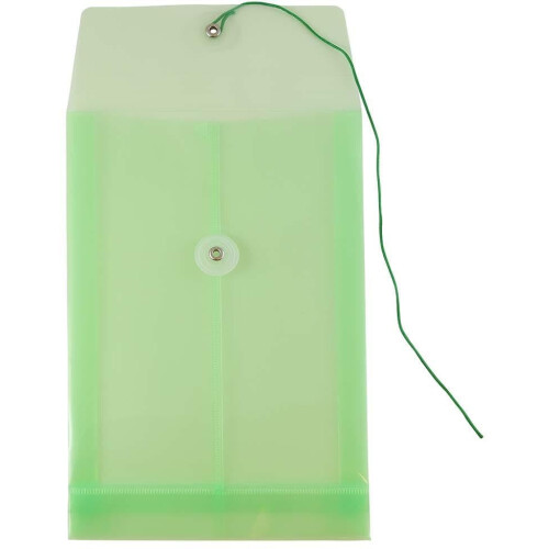 JAM PAPER Plastic Envelopes with Button & String Tie Closure - 6 1/4 x 9 1/4 - Green - 3/Pack 2