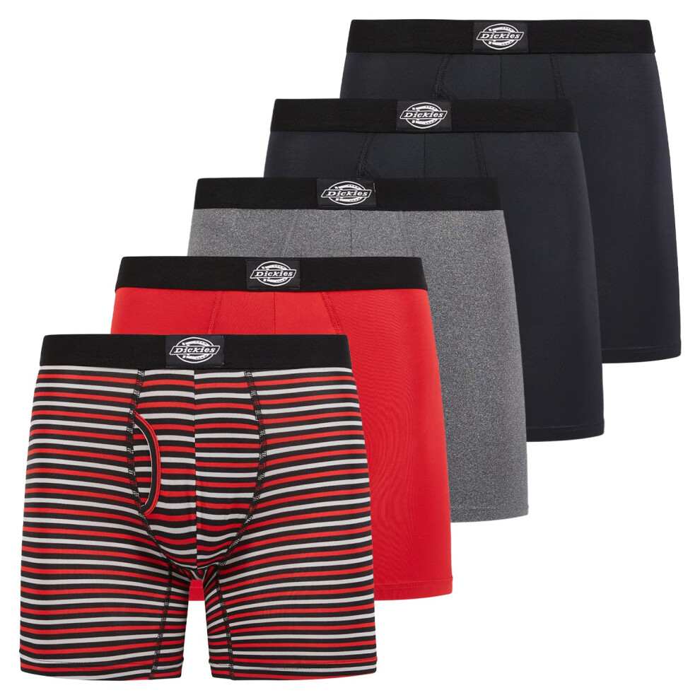 Dickies 5 Pack Mens Boxer Briefs With Pouch  Moisture Wicking Performance Underwear For Men