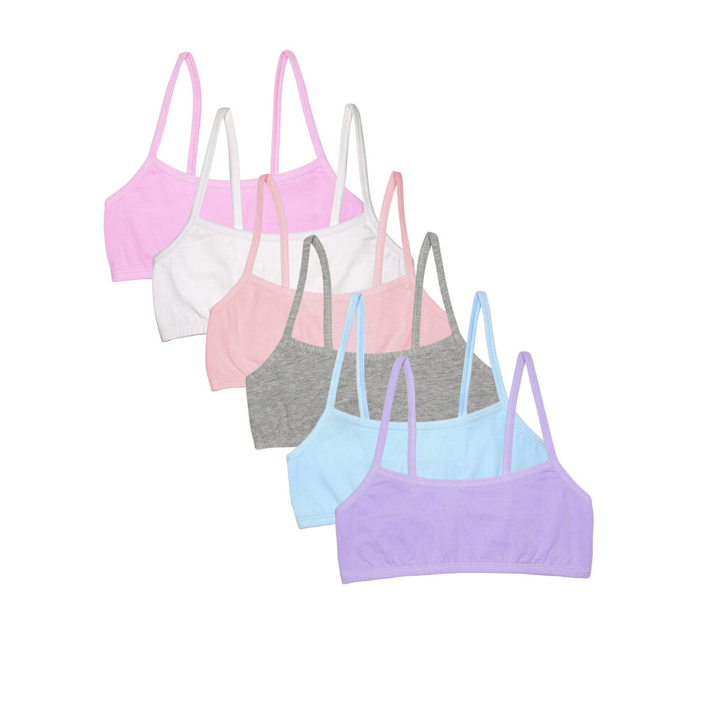 Fruit of the Loom Girls' Cotton Spaghetti Strap Sport Bra  Hyacinth/Eyeshadow/Grey Heather/White/Lilac/Blushing Rose  36