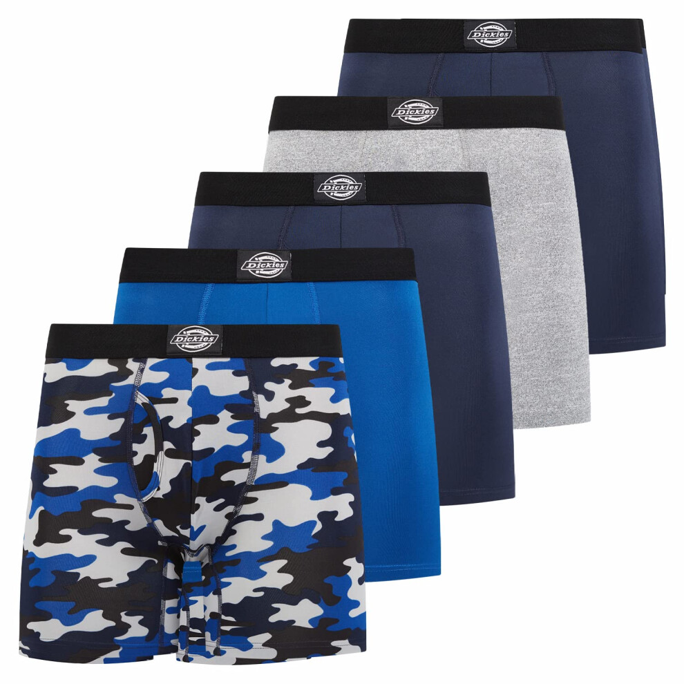 Dickies 5 Pack Mens Boxer Briefs With Pouch  Moisture Wicking Performance Underwear For Men