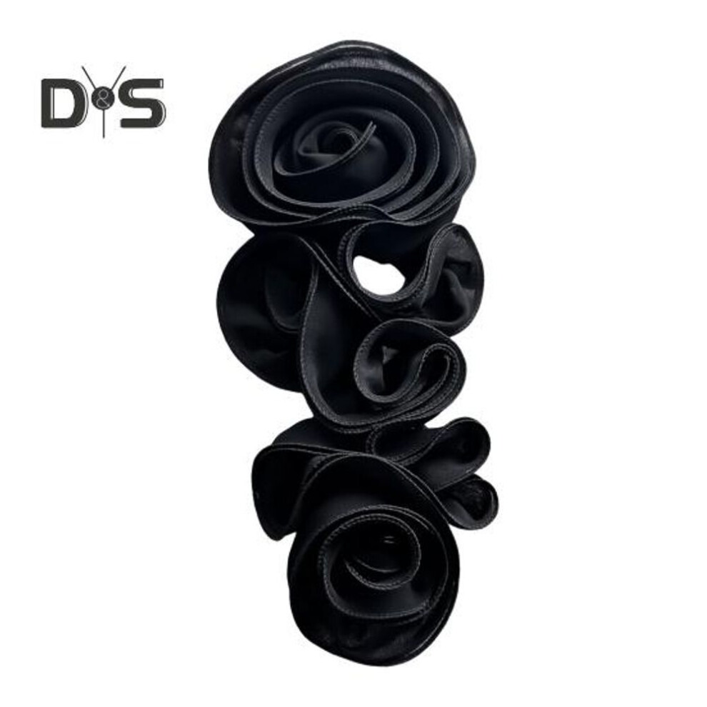 (black) 3D Flower Applique Lace Sweater Dress Blouse Decor DIY Stitching Patch Chest Flower Sewing Applique Clothing Accessories Wedding Party Clothes