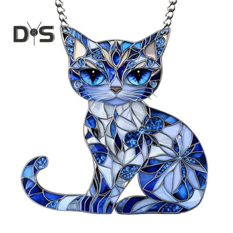 Cat Acrylic Sun Catcher Window Hanging Ornament Blue Cat Sun Catcher With Chain Wall Art Decor Gift For Friends And Family