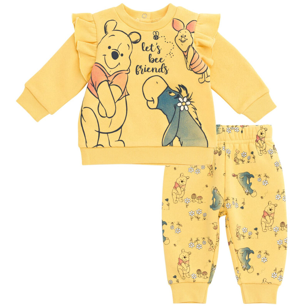 Disney Winnie The Pooh Eeyore Piglet Toddler Girls Fleece Sweatshirt And Pants Set 4T Yellow