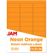 JAM PAPER Retouradreslabels - Standaard mailing - 1 x 2 5/8 - Neon Oranje - 120 verzendlabels/pak