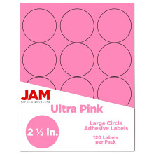 Sigillo adesivo per etichetta del cerchio di carta in jam - diametro da 2,5 pollici - ultra rosa - 120 etichette rotonde/pacchetto