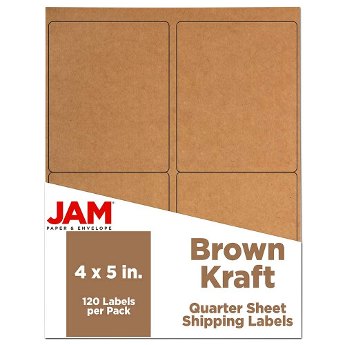 JAM PAPER Ετικέτες Διεύθυνσης Αποστολής - 4 x 5 - Χαρτί Kraft - 120/Συσκευασία 1