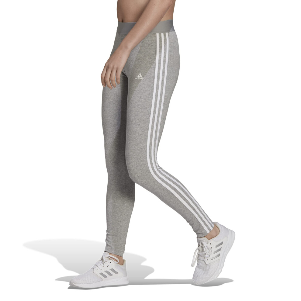 adidas Women's Standard Loungewear Essentials 3-Stripes Leggings  Medium Grey Heather/White  Small/Long