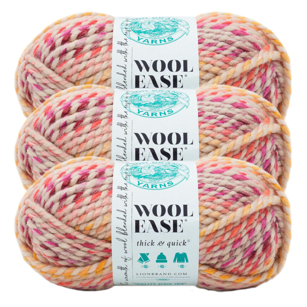Lion Brand Yarn Wool-Ease Thick & Quick Yarn  Soft and Bulky Yarn for Knitting  Crocheting  and Crafting  3 Pack  Spice Market