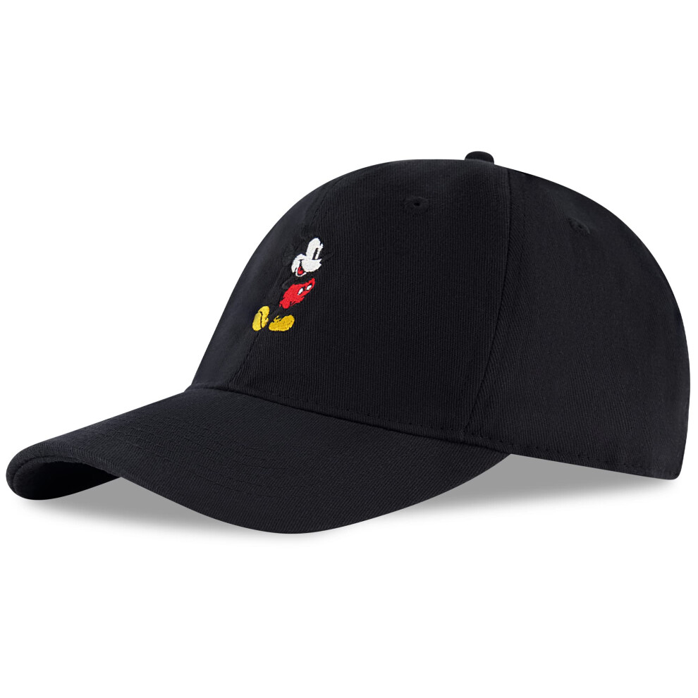 Disney Men's Baseball Cap  Mickey Mouse Adjustable Hat for Adult  Black  One Size