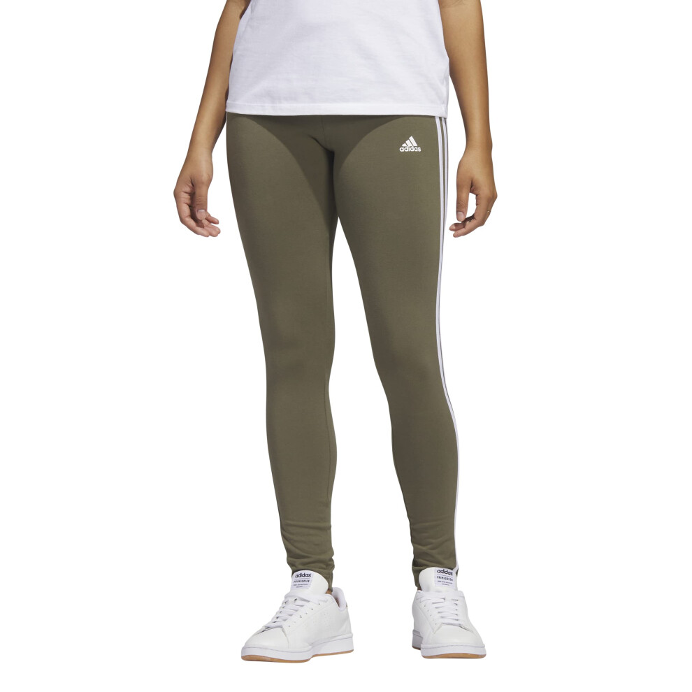 adidas Women's Essentials 3-stripes Leggings  Olive Strata/White  X-Small
