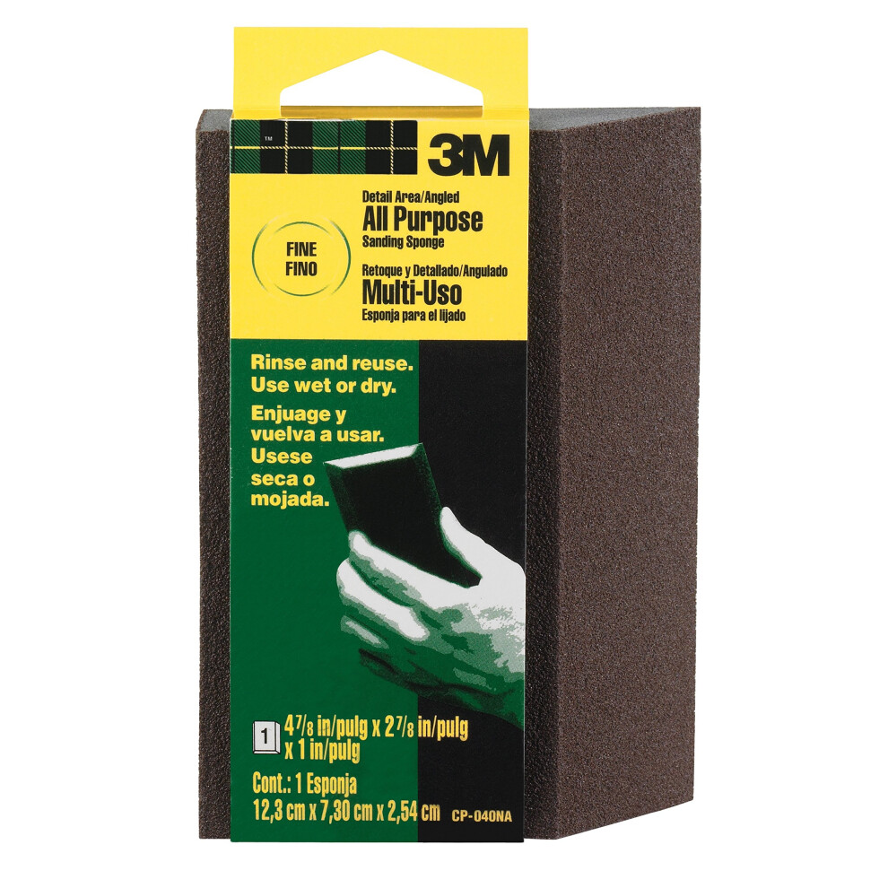 3Maa7|#3M CP040-12 S &Ing Sponge  single Angle  4.875 x 2.875 x 1""""  Fine Grit  1/ Pack  12 Packper Case