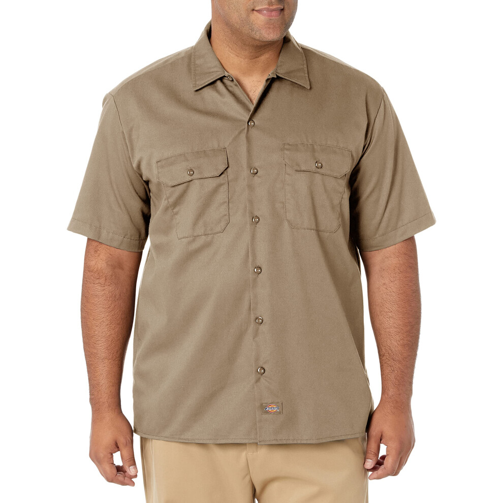 Dickies Mens Big And Tall Short Sleeve Work Shirt Khaki Small