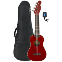 Fender Venice Soprano Ukulele - Cherry Bundle s puzdrom a ladiacou mechanikou.