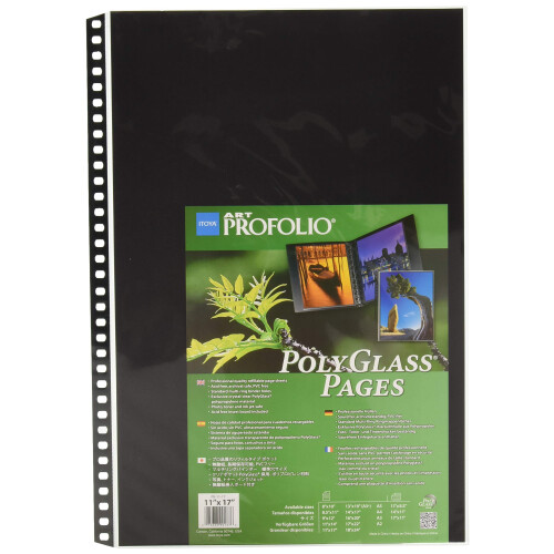Profolio de Itoya Art Profolio Polyglass 10-Pack Multi-Ring Reabilt Pages-Retrato 11 x 17 polegadas