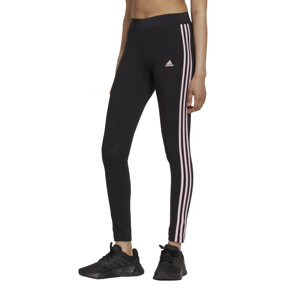 adidas Women's Essentials 3-stripes Leggings  Black/Clear Pink  Small Tall
