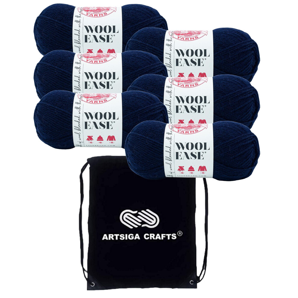Lion Brand Wool Ease Nightshade 620-010 (6-Skeins - Same Dye Lot) Worsted Medium #4 Acrylic  Wool Yarn for Crocheting and Knitting with Project Bag