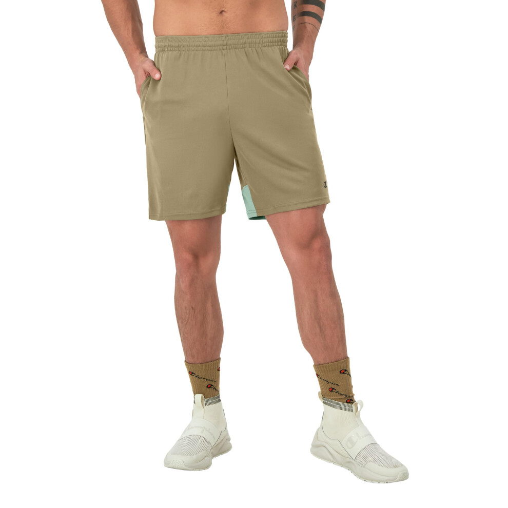 Champion Sport  Moisture Wicking  Athletic Men  Gym Shorts (Reg. or Big & Tall)  Soft Suede/Nimbus Green Reflective C  Large