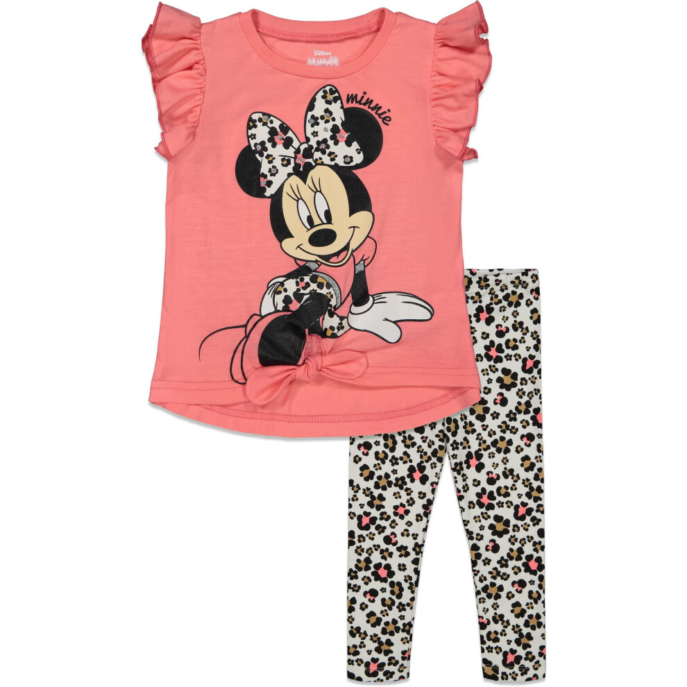 Disney Minnie Mouse Infant Baby Girls T-Shirt and Leggings Outfit Set Dark Pink 18 Months