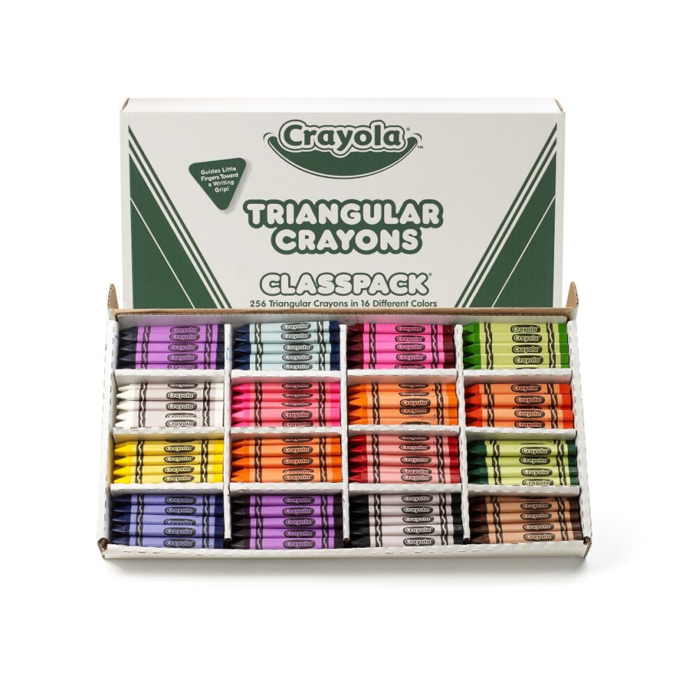 Crayola Triangular Crayon Classpack  Toddler Crayons  16 Assorted Colors  256 Count  Bulk