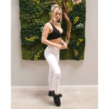Athletique Gerippte Leggings mit niedriger Taille, versteckter Tasche und Mesh-Eins tzen Wei (D0102HPKAZU.)