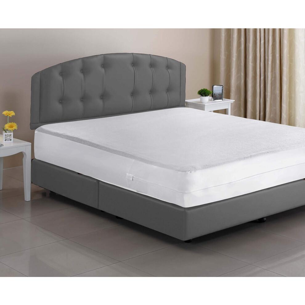 Housse de matelas zippée Masirs - Imperméable, respirante, silencieuse, lavable en machine, en tissu éponge doux pour un sommeil confortable. (Ju