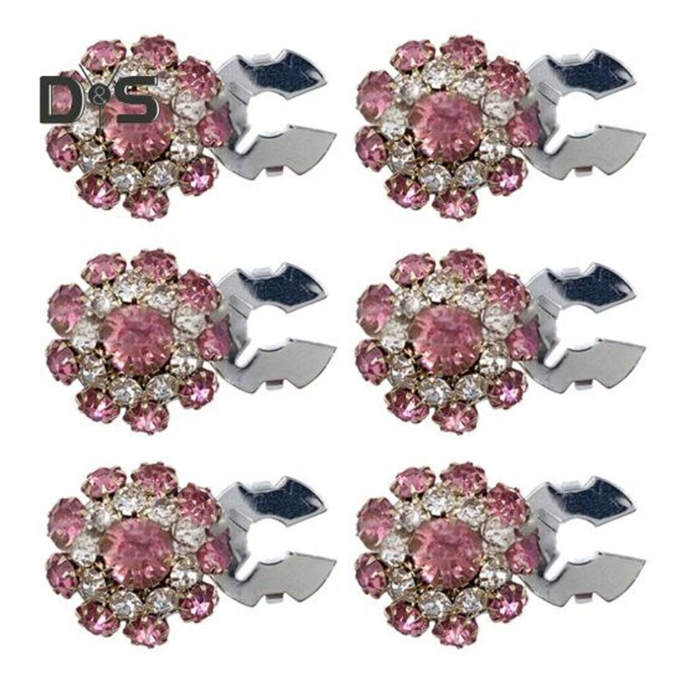 (as the picture, M) 1/6Pcs Button Covers Faux Pearls Shiny Rhinestone Flower Shape Button Clip with Pliers Press Dress Suit Tux Accessories