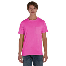 Hanes Volwassen Werk T-shirt met Pocket - Veiligheid Roze - XL