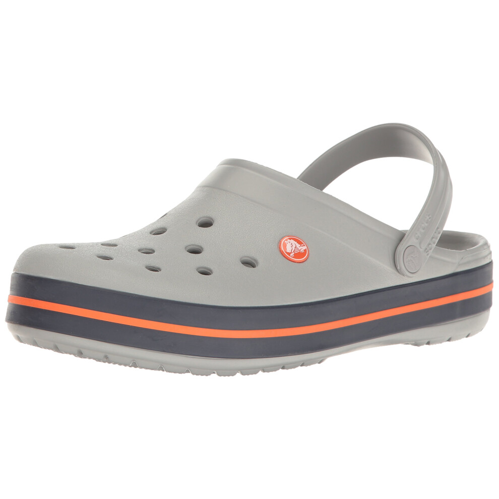 Crocs 11016-01U-M7W9 Crocband Clogs for Unisex, Light Grey & Navy - Size Men 7 & Women 9
