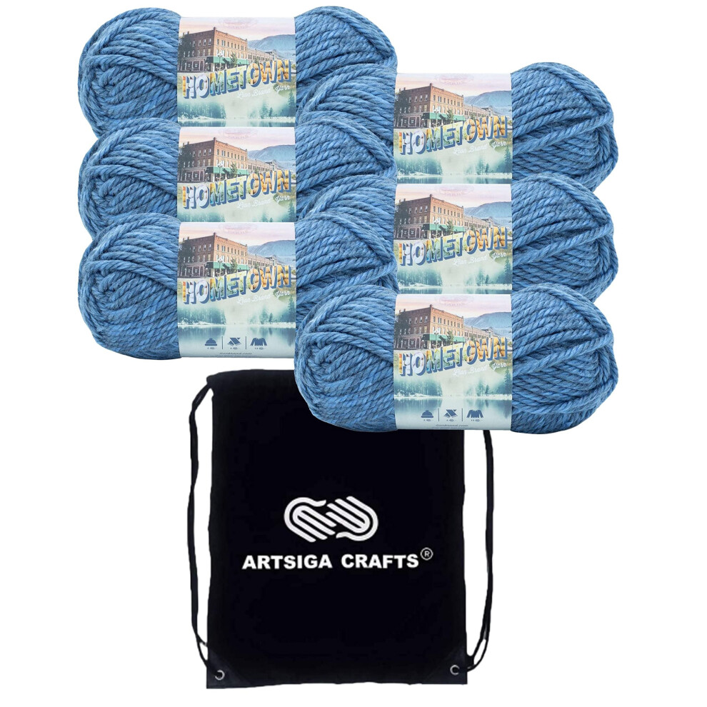 Lion Brand Hometown Sleepy Hollow Spirit 135-237 (6-Skeins - Same Dye Lot) #6 S Bulky Acrylic Yarn for Crocheting and Knitting with Project Bag