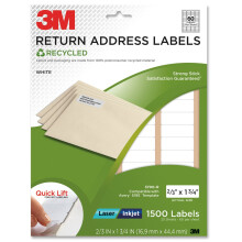 3M permanent zelfklevende gerecyclede retouradreslabels 0,66 x 1,75 inch wit 1500 per verpakking (3700-R)