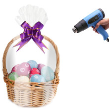 MorePack Easter krympeindpakningsposer til gavekurve 16x24 inches klar PVC -varme krympeposer Cellofanindpakning til emballage gaveindpakning 10