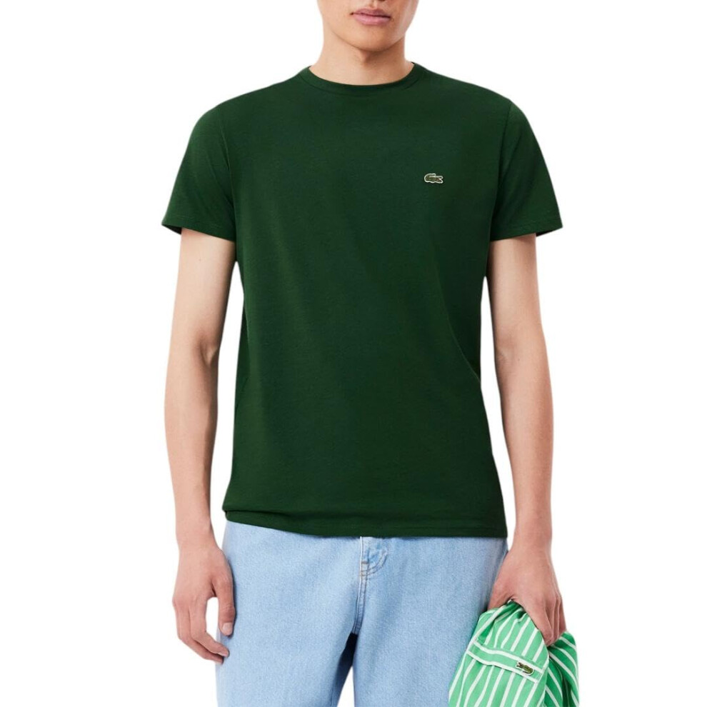 Lacoste Mens Short Sleeve Crew Neck Pima Cotton Jersey T-Shirt  Green  Small