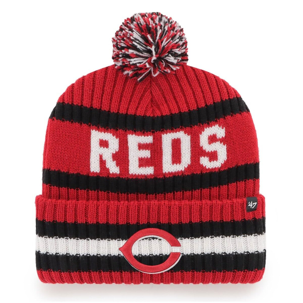 Bonnet Pompon En Tricot Bering Unisexe Pour Adulte Avec Logo Principal, Taille Unique (Us Alpha One Size Cincinnati Reds)-image