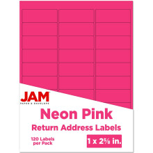 JAM PAPER Retouradreslabels - Standaard mailing - 1 x 2 5/8 - Neonroze - 120 verzendlabels/pak