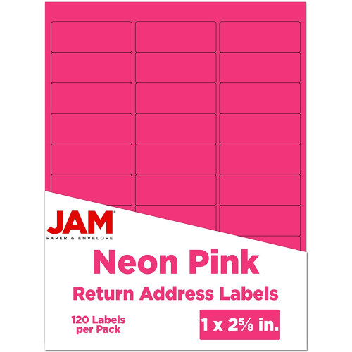 JAM PAPER Ετικέτες Επιστροφής - Σταντάρ Αποστολής - 1 x 2 5/8 - Νεον Ροζ - 120 Ετικέτες/Πακέτο