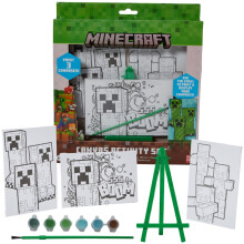 Innovative Designs Minecraft Canvas Paint Set for Kids with 3 Canvases Acrylic Paint Paintbrush & Easel