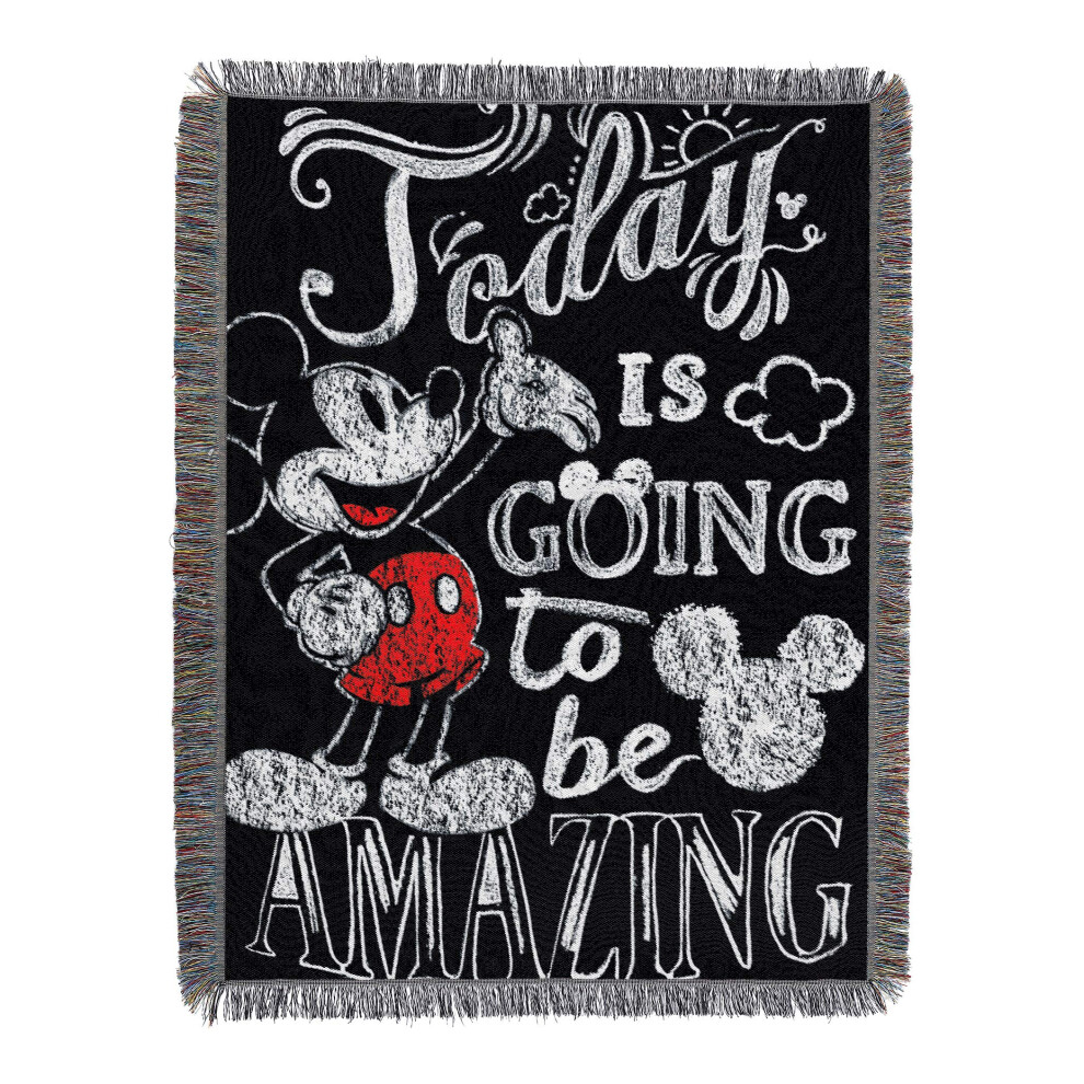 Disney's Mickey Mouse  """"Amazing Day"""" Woven Tapestry Throw Blanket  48"""" x 60""""  Multi Color