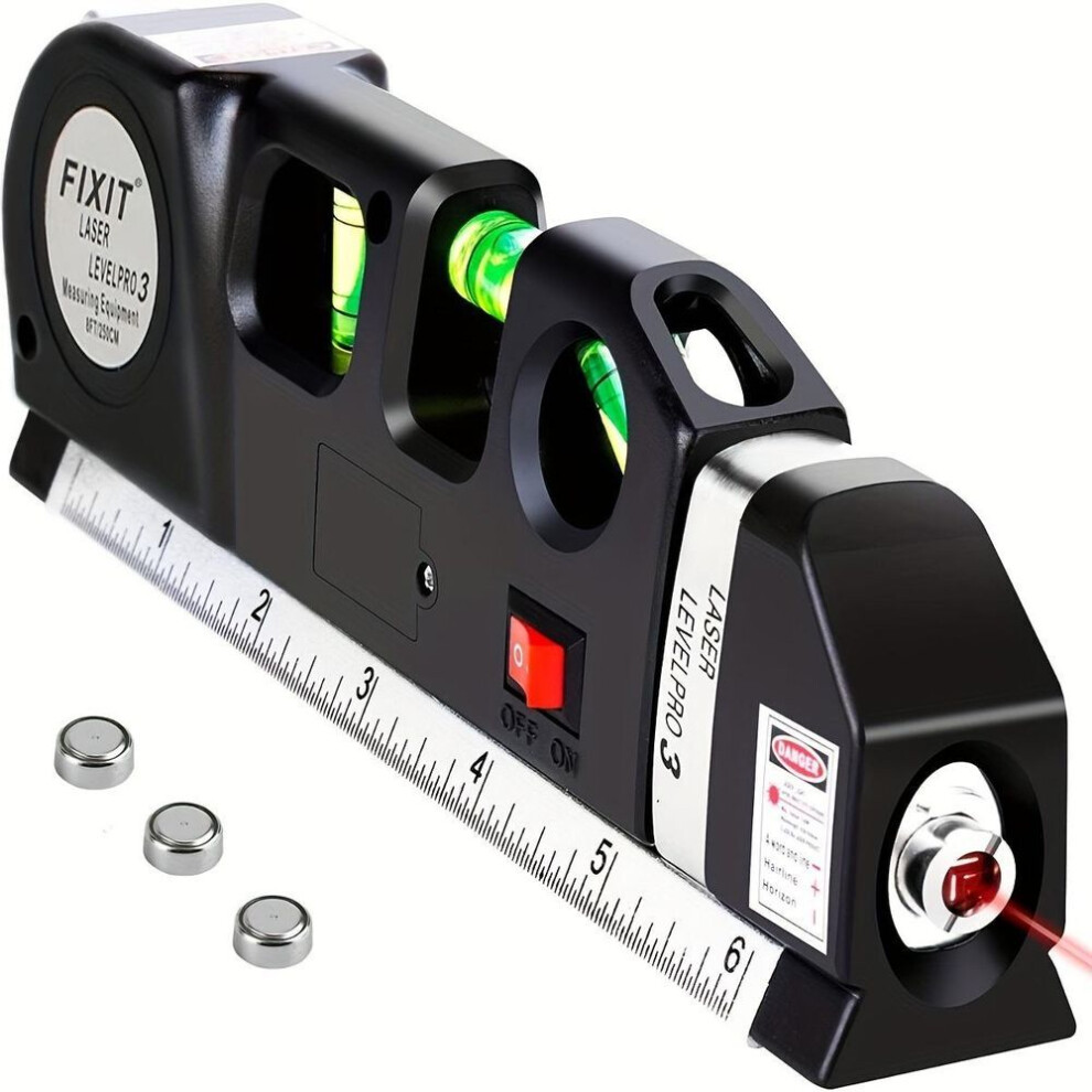 Laser Level Line Tool, Multipurpose Laser Level Kit Standard Cross Line Leveler Beam Tool With Metric Rulers 8Ft/2.5M 4257831512776