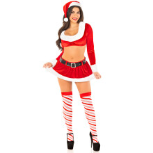 4 PC Hoho Hottie Include il top crop di velluto con mini gonna mini e cappello da pelliccia di pelliccia e cappello da Babbo Natale
