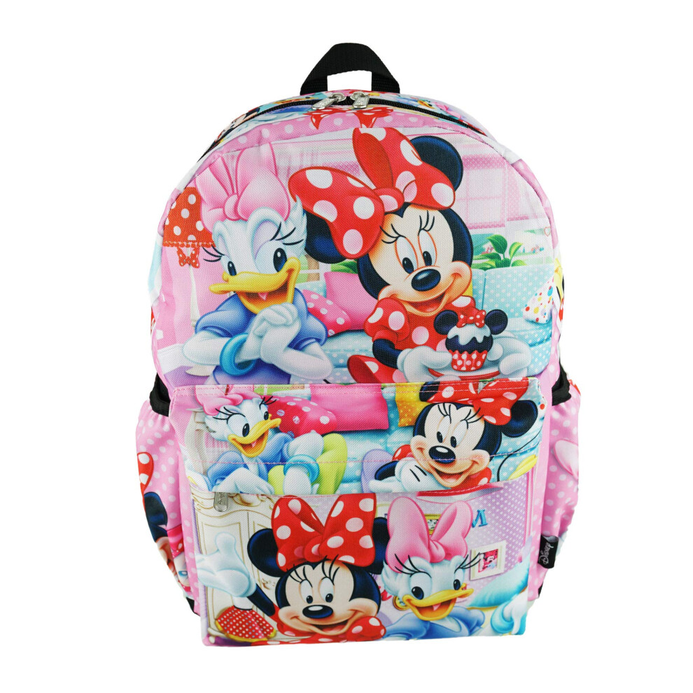 Minnie Mouse Deluxe Oversize Print Large 16"""" Backpack with Laptop Compartment - A19750