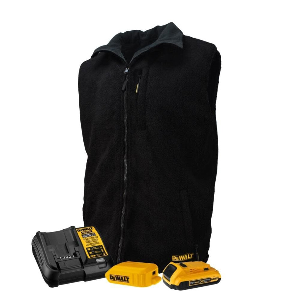 Dewalt DCHV086BD1-L Reversible Heated Fleece Vest Kit - Large  Black