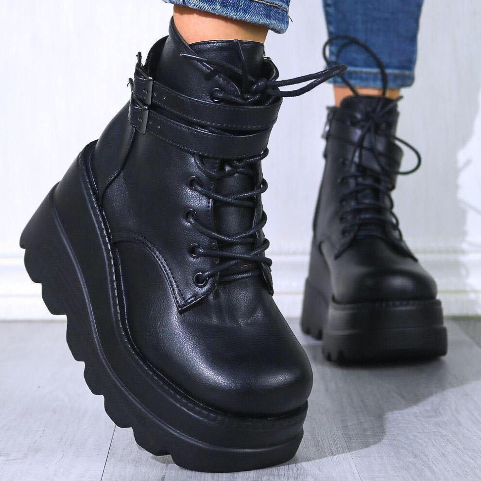 (black, 39) 2020 Autumn/Winter Women's Thick-Soled High-Heeled Fashion Boots with Colorful Polyurethane Platform