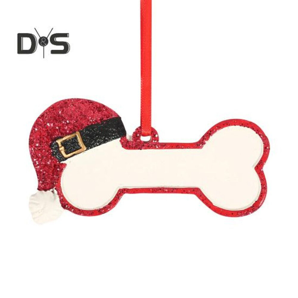 Christmas Bone Pendant DIY Decoration Bone with Christmas Hat Holiday Bone Shaped Keepsake for Dogs Christmas Tree Decoration