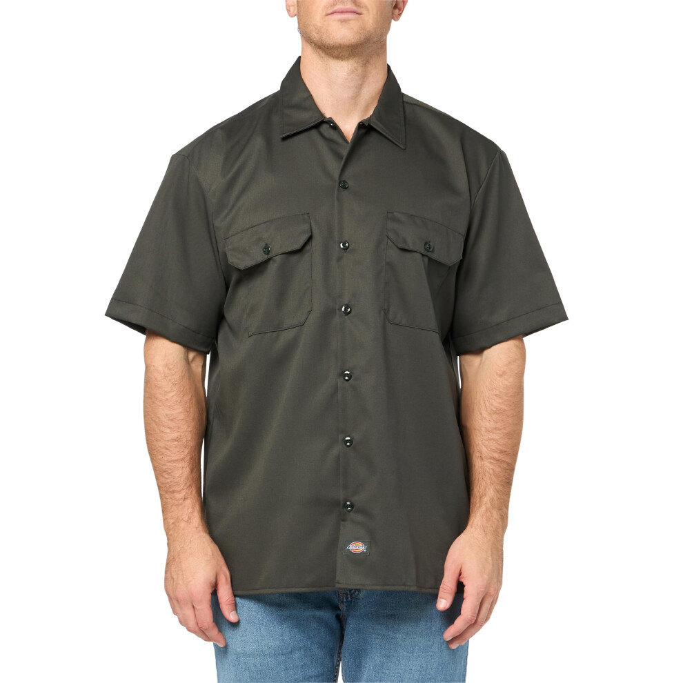Dickies Men's Short Sleeve Work Shirt  Olive Green