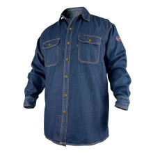 Sort Stallion herre Lang?rmet Denim FR arbejdsskjorte Denim Large US
