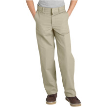 Dickies Pantalones delanteros planos con cintura flexible grande para niρo Desert Sand 20 Husky