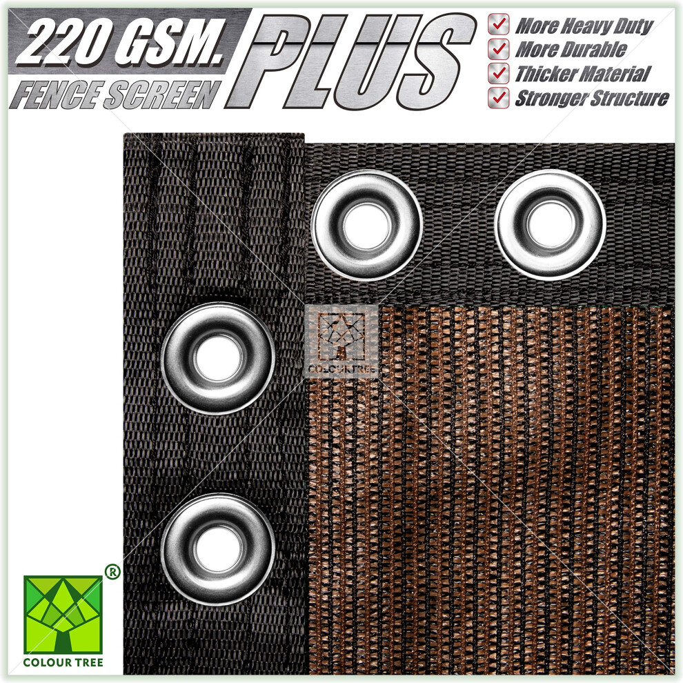 Colourtree Plus Extra Heavy Duty Fence Privacy Screen Mesh Cover - Commercial Grade 220 Gsm - Heavy Duty - 3 Years Warranty (4' X 50' Brown) 695530441791