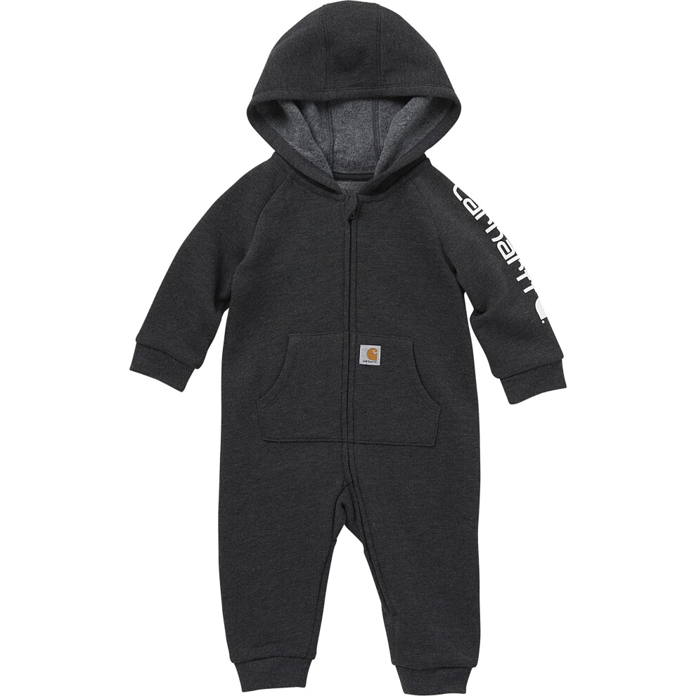 Carhartt Baby Boys' Long-Sleeve Zip-Front Hooded Coverall Caviar Black Heather 24M